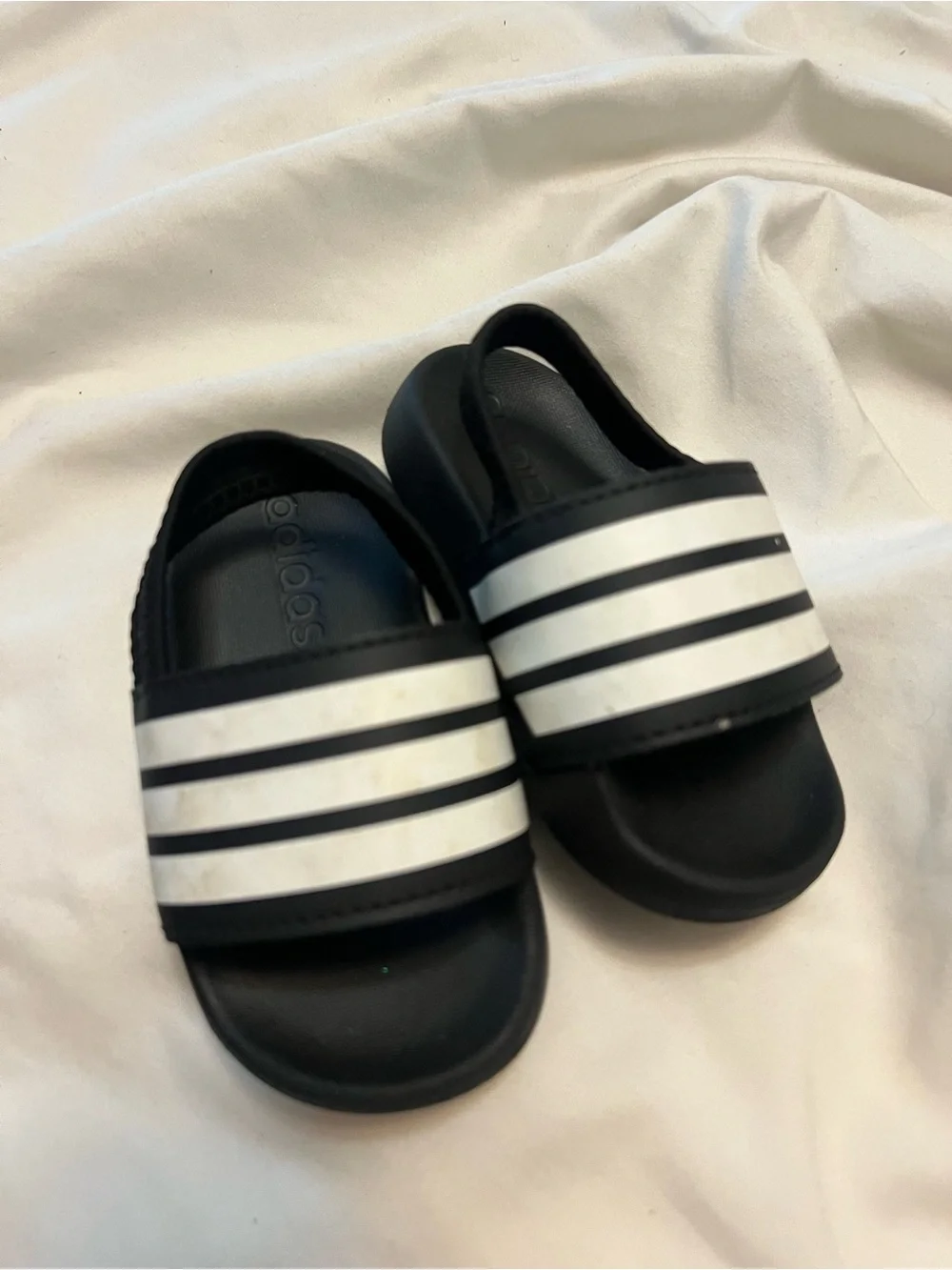 adidas Black and White Slide Sandals for Kids